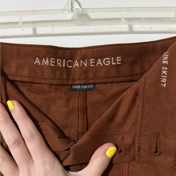American Eagle Outfitters Rust A-Line Suede Mini Skirt - Picture 3 of 7